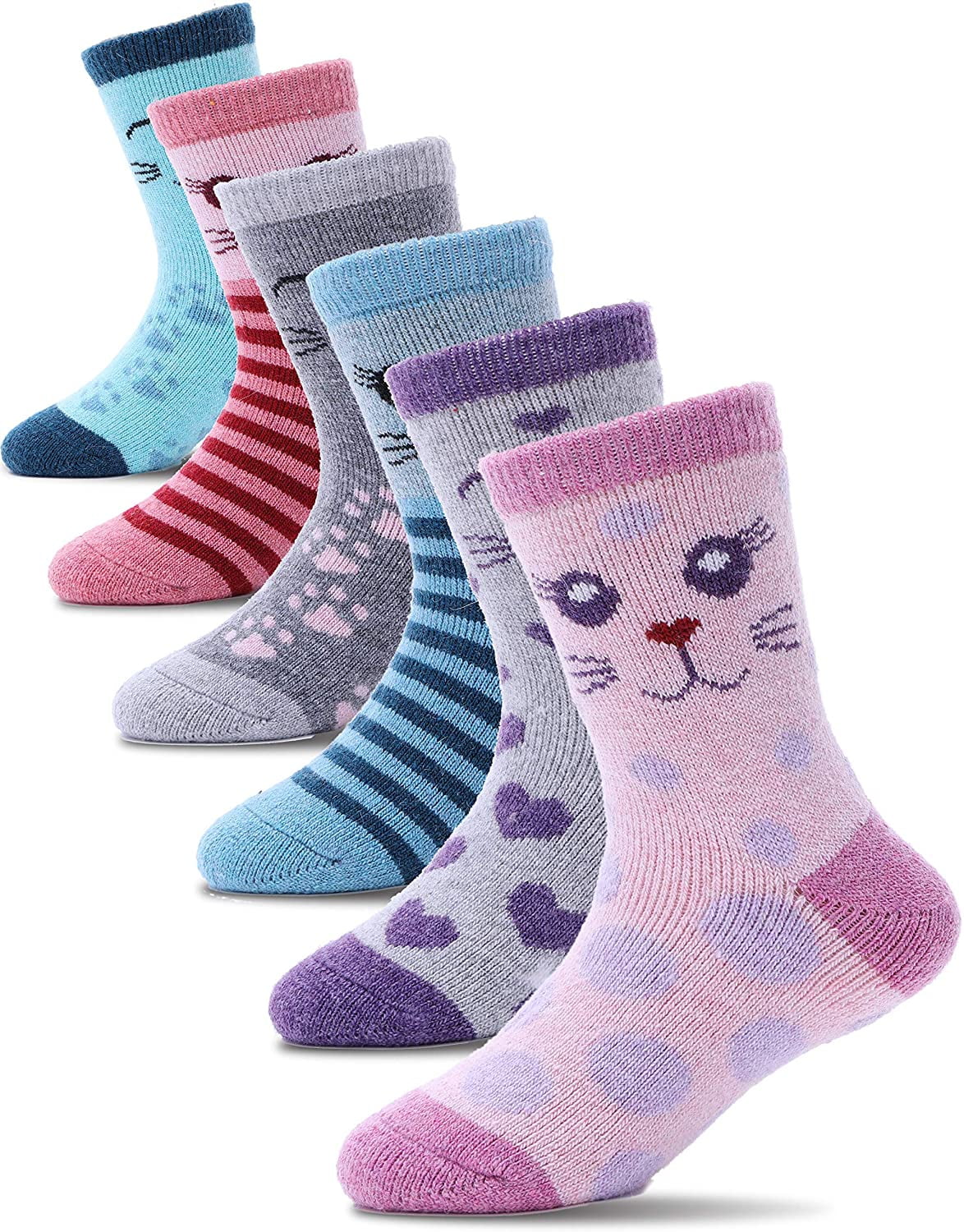Boys Warm Cotton Socks Kids Winter Thick Crew Socks Thermal Cozy Socks for Boys 6 Pack