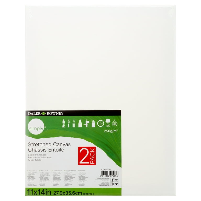 Daler-Rowney Simply Stretched Canvas, White Art Canvas, 11 x 14, 2 Pk 