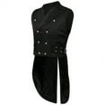 thumbnail image 2 of CTPDG Men's Gothic Long Vest Clothing Medieval Court Vests Retro Tailcoat Slim Fit Vest Sleeveless Solid Color Casual Lapel Jacket Black XXL, 2 of 9