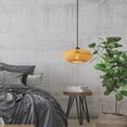 thumbnail image 4 of 1-Light Matte Black Pendant Light with Blonde Bamboo Shade, 4 of 9