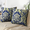 thumbnail image 3 of LALILO Throw Pillow Covers Golden Damask Royal Blue Damask Modern Cushion Cover 18" x 18", 2 Pack, 3 of 6