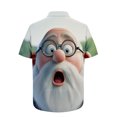 thumbnail image 4 of Blusa y camisa de manga corta con cuello vuelto para hombre, blusa informal de moda con cuello vuelto, estampado navideño, camisa de manga corta con botones, blusa de poliéster para hombre, 4 of 4