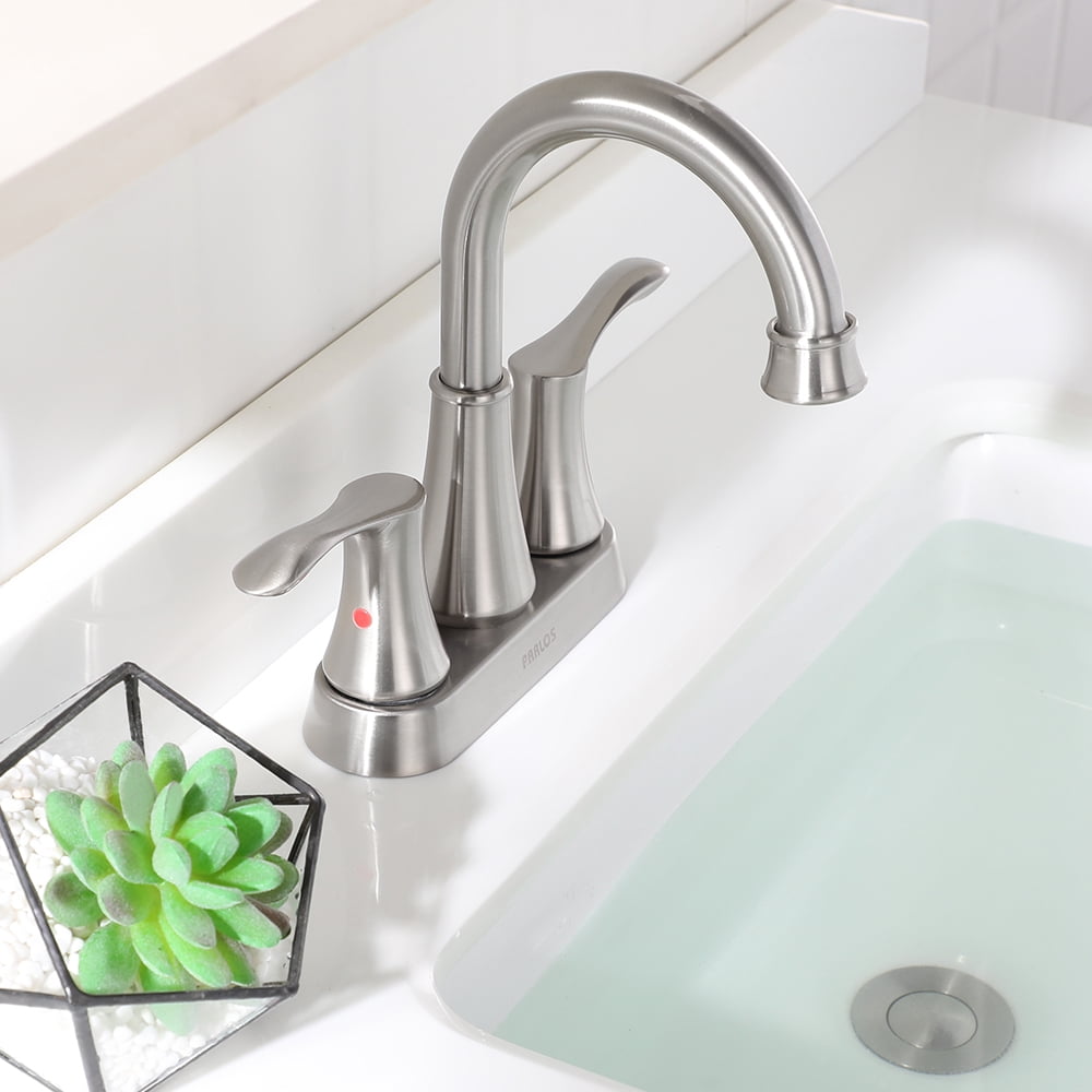 PARLOS Swivel Spout 2-Handle Bathroom Sink Faucet, Brushed Nickel
