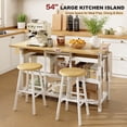 thumbnail image 3 of Awesofurni 54" Kitchen Island with Charging Station & Drop Leaf Tabletop, Modern White Island Table with 3 Drawers, Fixed Side Spice Rack & Towel Bar for Small Space & Coffee Bar, 3 of 8