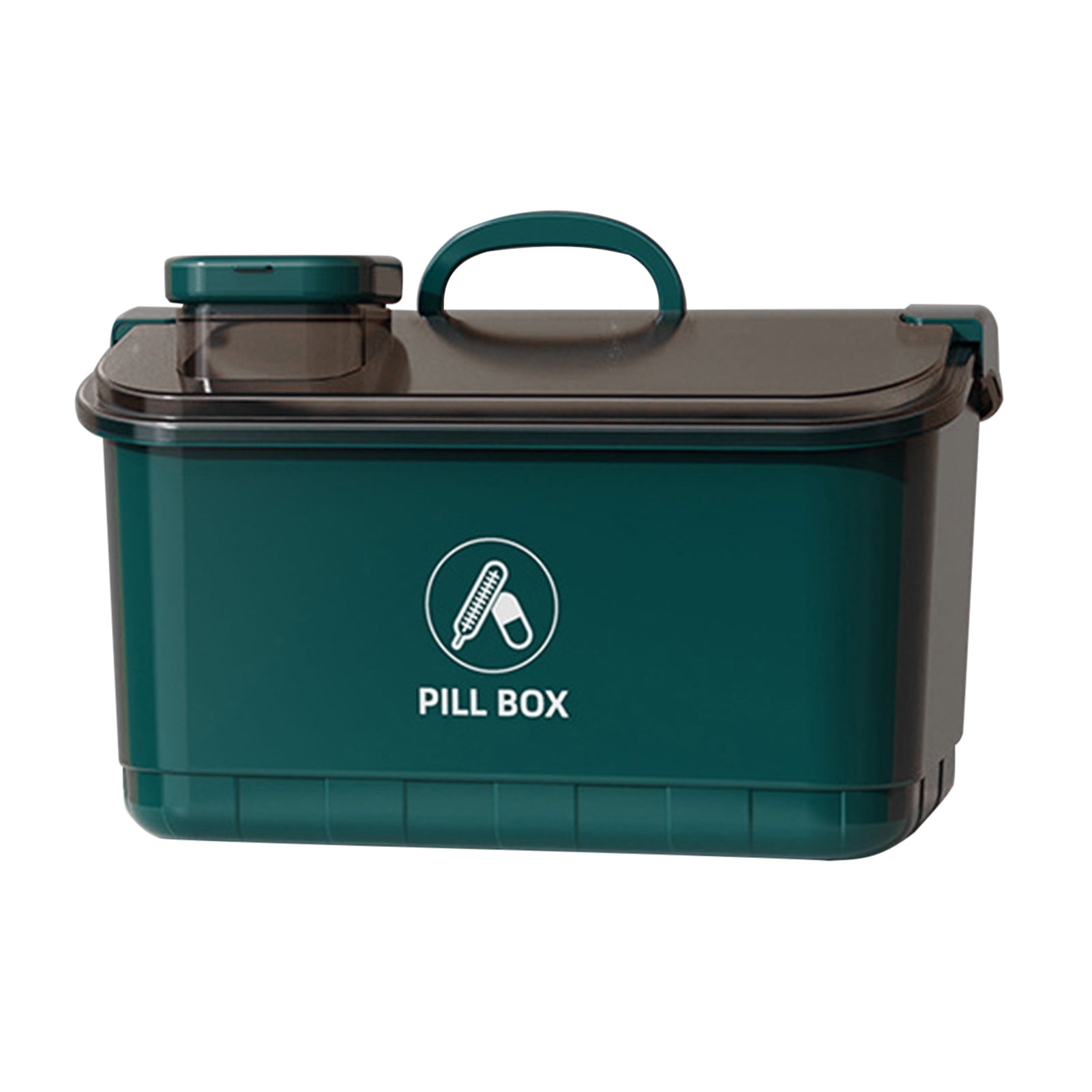 Warkul Pill Box Durable Large Capacity Hidden Handle Portable Family Emergency Kit Storage