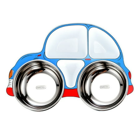 

NUOLUX 1Pc Stainless Steel Cartoon Car Shape Divided Plate Creative Children Plate