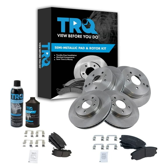 TRQ Brake Pad & Rotor Semi-Metallic Front & Rear Kit w/Chemicals BKA15668 Fits select: 2008-2010 SATURN VUE, 2007-2009 CHEVROLET EQUINOX