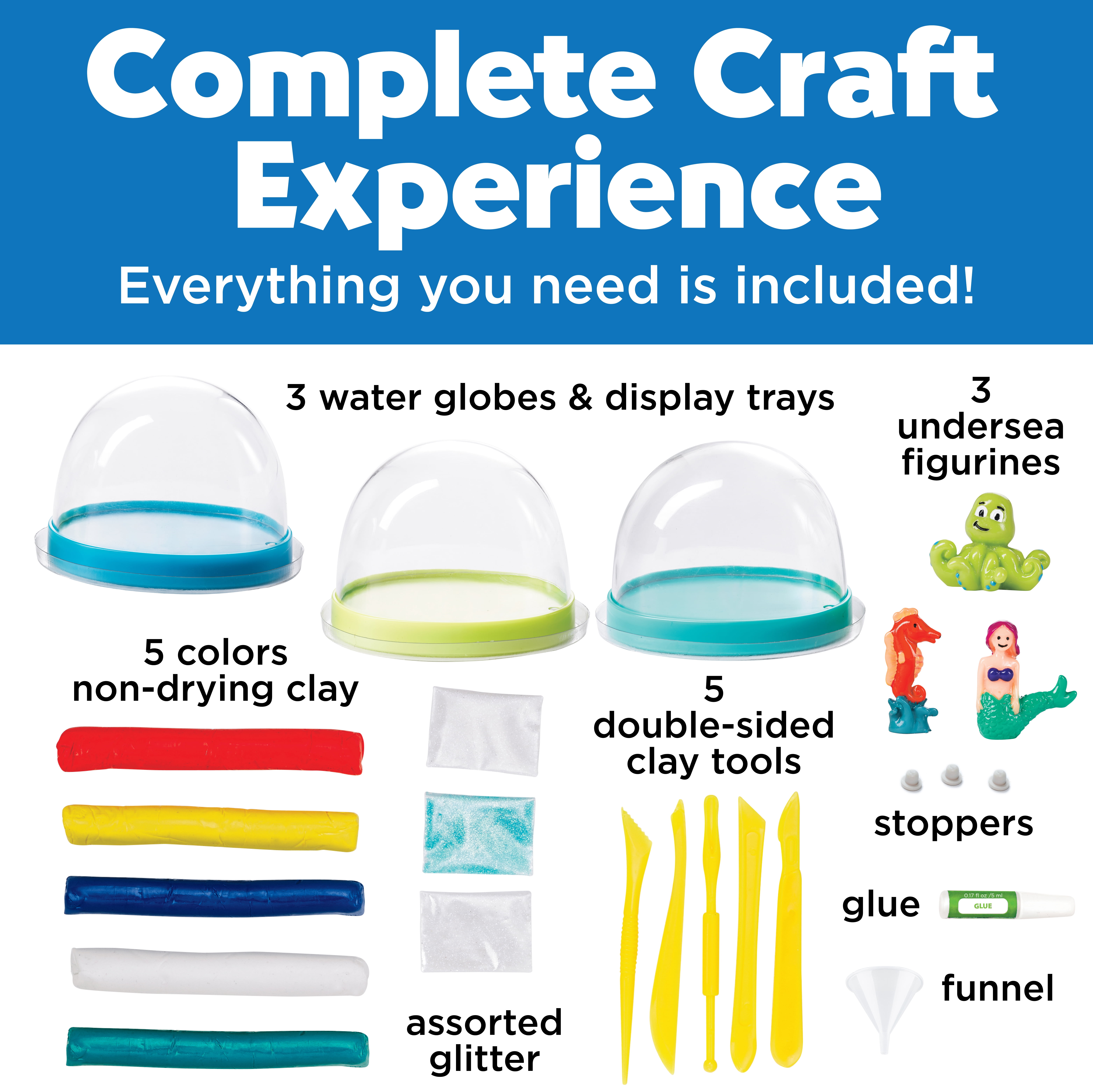 Creativity for Kids Make Your Own Water Globes Under the Sea – Perfect for Beginners and Children, Sturdy Plastic Craft Kit