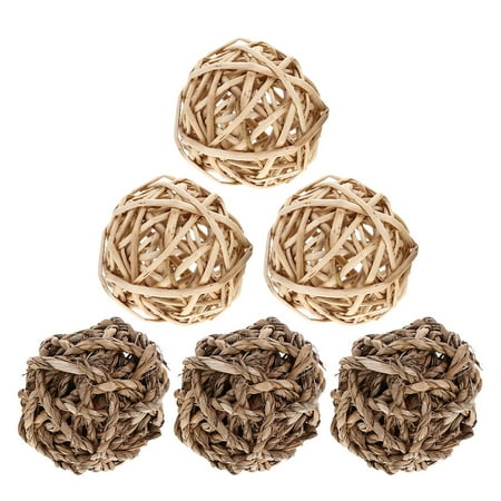 Pretyzoom 6Pcs Durable Grass Chew Balls for Bunny Rabbit and Small Pets Indoor Playground
