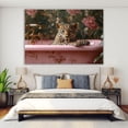 thumbnail image 4 of Mudket Framed Leopard in Floral Pink Bathtub Canvas Wall Art, Leopard Print Bathroom Wall Decor, Chic Animal Wall Art Ready to Hang - 12"L x 8"W, 4 of 10