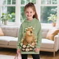 thumbnail image 3 of Psesaysky Girls and Toddlers' Pullover Capybara Daisy Flower Printed Long Hoodie Sweatshirt with Kangaroo Pocket Casual Loose Sweatshirts for 9-10 Years, 3 of 7