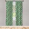 thumbnail image 3 of Ambesonne Hedgehog Curtains, Cartoon Style Fun, Pair of 28"x84", Sea Green Multicolor, 3 of 5