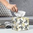 thumbnail image 5 of Uemuo Golden Glitter Butterflies Tissue Box Cover Holder, Square with Bottom Belt - PVC Leather Decorative Organizer for Tabletop, Bathroom, Car, Office, 5 of 8