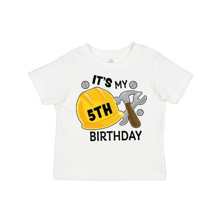 

Inktastic Its My 5th Birthday with Construction Tools Gift Toddler Boy Girl T-Shirt