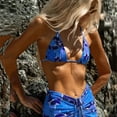 thumbnail image 7 of Women's Three Piece Swimsuit Set Floral Print Split Skirt Straps Sexy Two Piece for Beach Vacation,Blue,L, 7 of 7