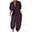 Purple, variant on Fesfesfes Jumpsuit for Women Solid Color Short Sleeve Button Rompers Trousers Casual Fashion