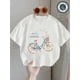 thumbnail image 1 of 180g Pure Cotton Adventure Tee - Sweet Dreams & Dessert Bicycle Print, Girls' Casual Short Sleeve T-Shirt, Round Neck, All-Season Fashion Top for Teens, Machine Washable, Shirts for Girls, 1 of 6