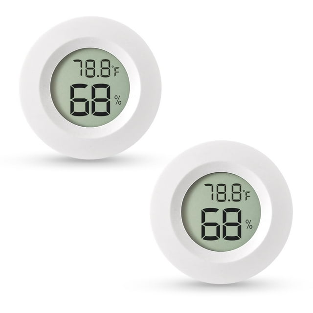 YSTIANN 2 - Pack Mini Hygromètre Numérique Intérieur Extérieur Température & Humidité Jauge, °F/°C Commutable, Capteur Précis pour Maison, Bureau, Réservoir pour Reptiles, Voiture, Serre, Laboratoire, Terrarium, Cave (Blanc)