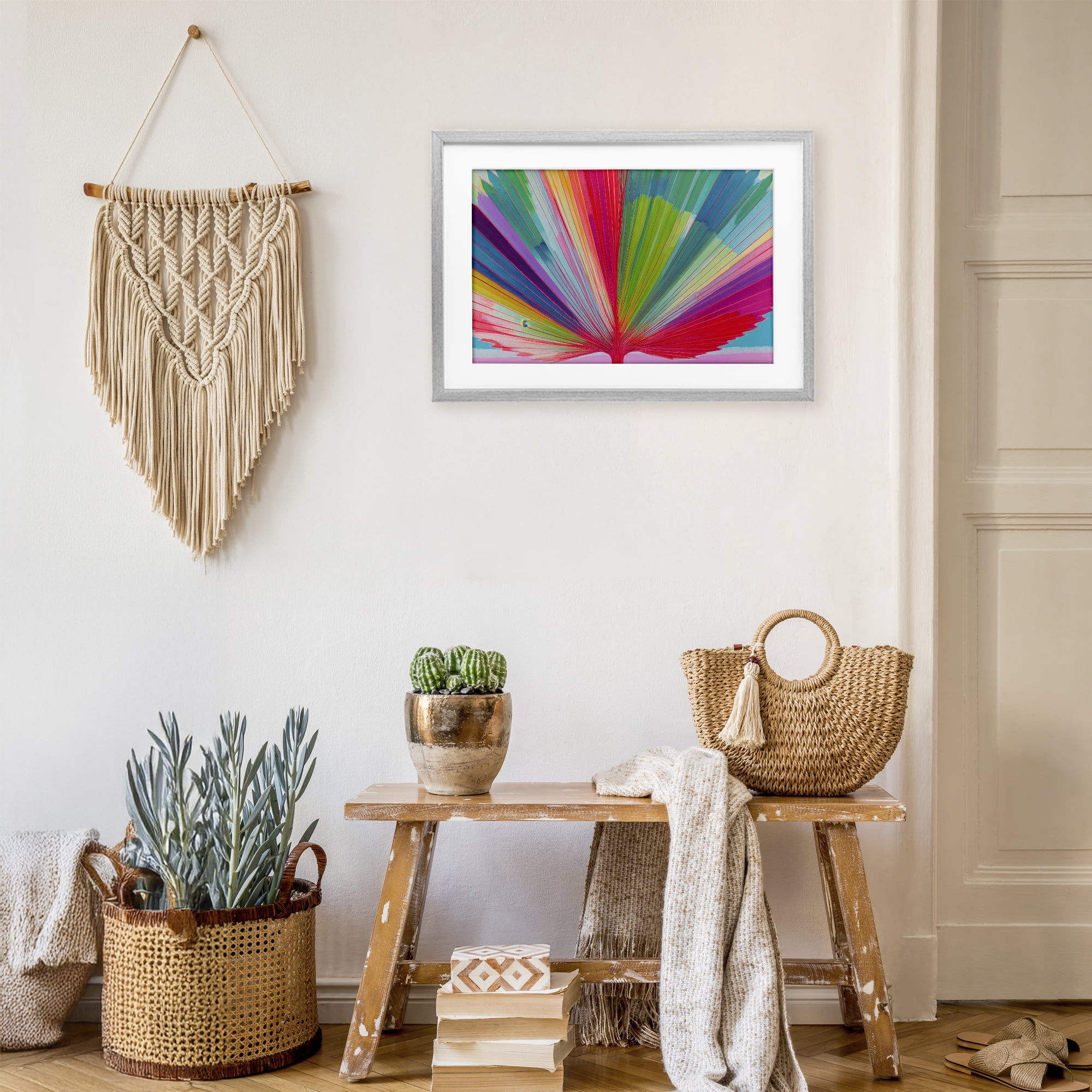 Stupell Industries Palm Fan In Spectrum Gray Framed Print Under Glass, design by Chromatic Storm Studio