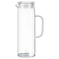 High Borosilicate Glass Straight Body Pot Glass Water Bottle, Glass Pitcher with Lid and Handle, Glass Carafe for Cold Water, Large Iced Tea Pitcher for Coffee, Juice and Homemade Beverage