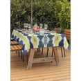 thumbnail image 4 of 52x70 Inch Outdoor Tablecloth with Umbrella Hole Zipper Rectangle Navy Blue Green Rectangular Tablecloths Outside Waterproof Abstract Art Geometric Patio Table Cloth Cover for Picnic Party, 4 of 8