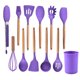 thumbnail image 2 of Bearachild Juego de utensilios de cocina de 12 piezas con soporte Mangos de madera de silicona Cuchara resistente al calor Batidor de huevos Cocina y Comedor, 2 of 6