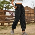 thumbnail image 6 of Baggy Pants with Large Pocket Tapered Cuff Pants Drawstring Closure Elastic Waisted Casual Pants Black M, 6 of 7