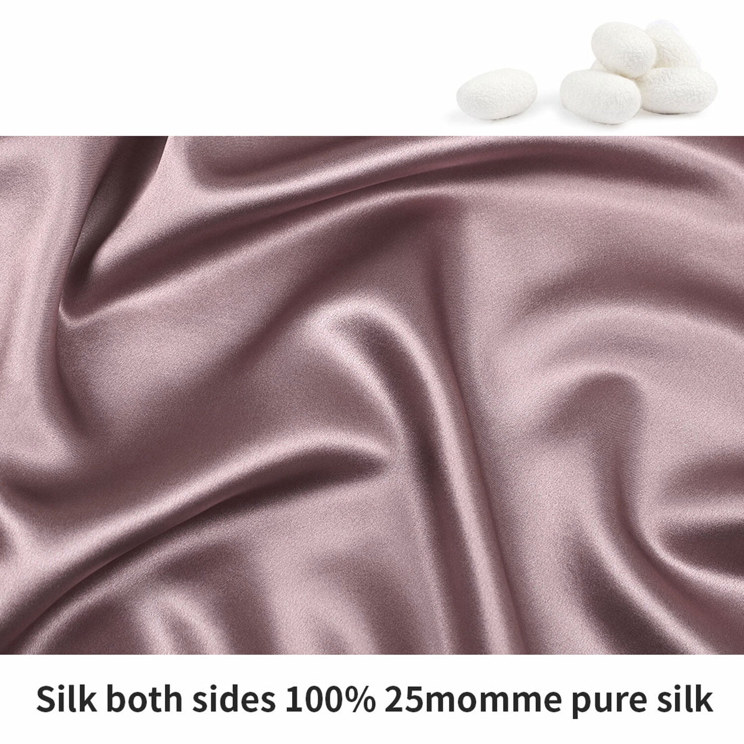 PiccoCasa 25 Momme Silk Pillowcase Queen Silk Pillow Cover, Mauve, 20"x30"