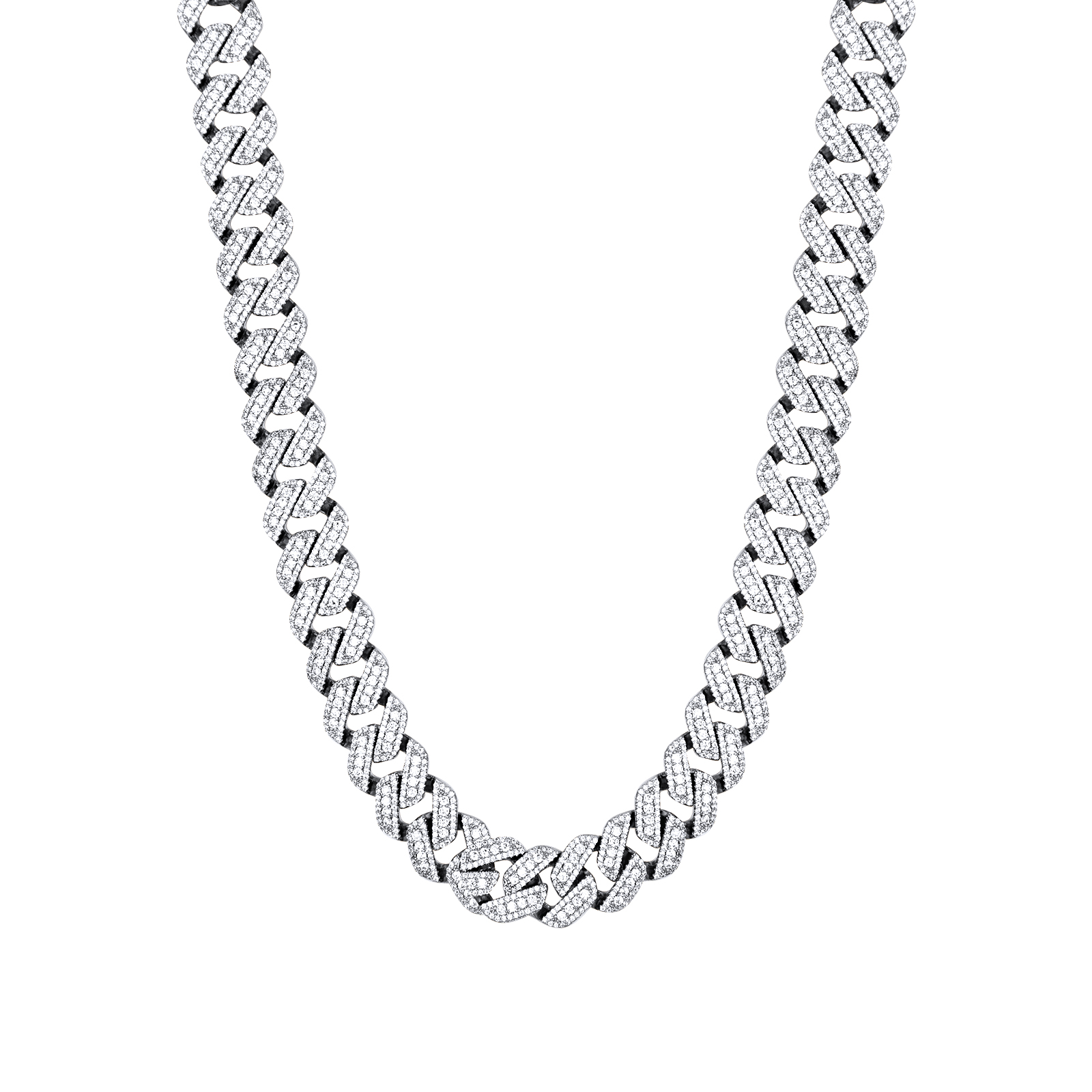 15mm Micro Pave Solitaire Miami Cuban Mens Icy Custom Hip Hop White