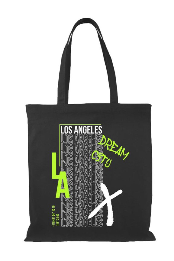 Distorted Los Angeles Dream City Tote Bag - Image by Shutterstock, One Size Cotton Canvas Tote Bag