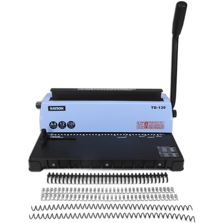 TD-130 Wire Binding Machine (Square Holes) Punch 12 Sheets/Bind 120 Sheets with Sturdy Metal Construction