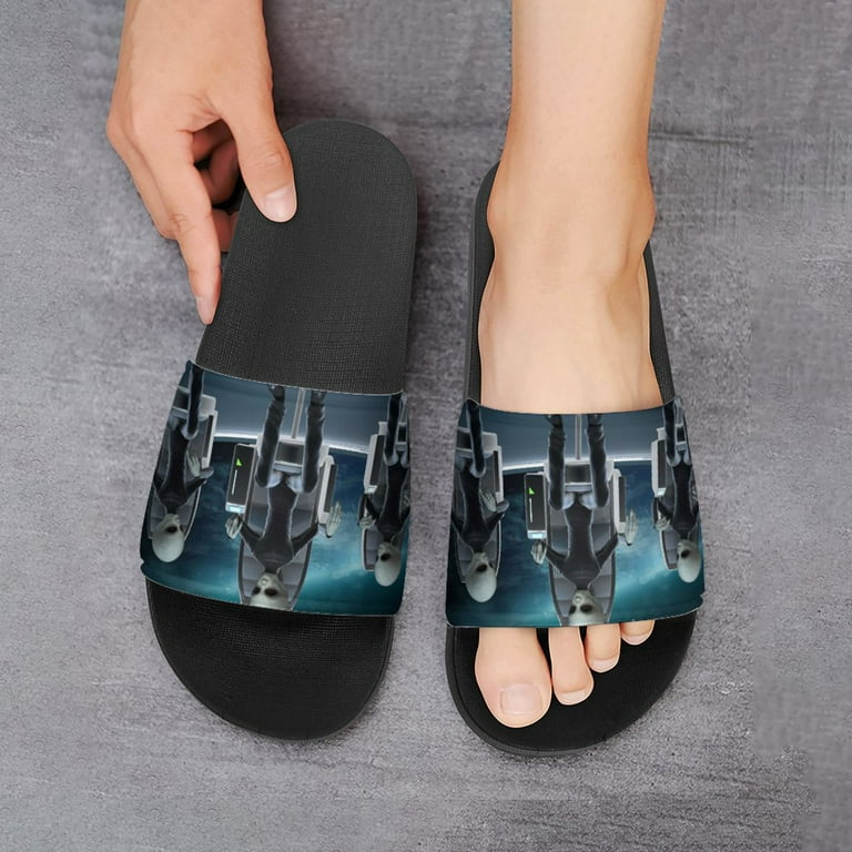 GZHJMY Stylish Slides for Women Men, Alien Piloting
