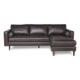 thumbnail image 2 of Maklaine Mid-Century Leather Reversible Sofa Chaise Sectional in Brown, 2 of 7