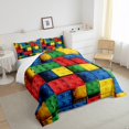 thumbnail image 4 of Erosebridal Construction Comforter Set King, 3D Building Blocks Bedding, Rainbow Colorful Brick Bedding Comforter Sets Funny Patchwork Geometric Duvet Insert, 4 of 5