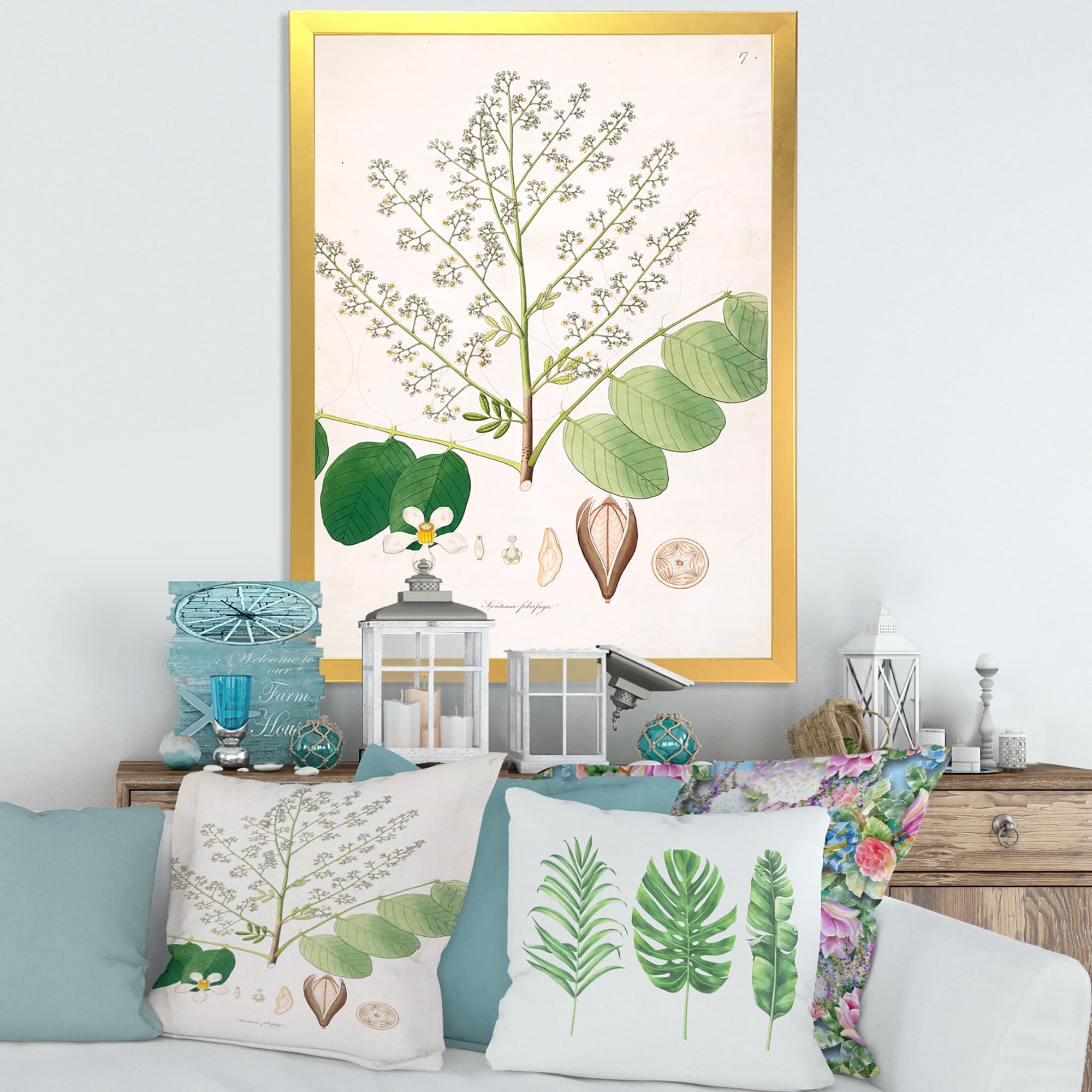 Designart 'Ancient Botanicals XVI' Farmhouse Framed Art Print