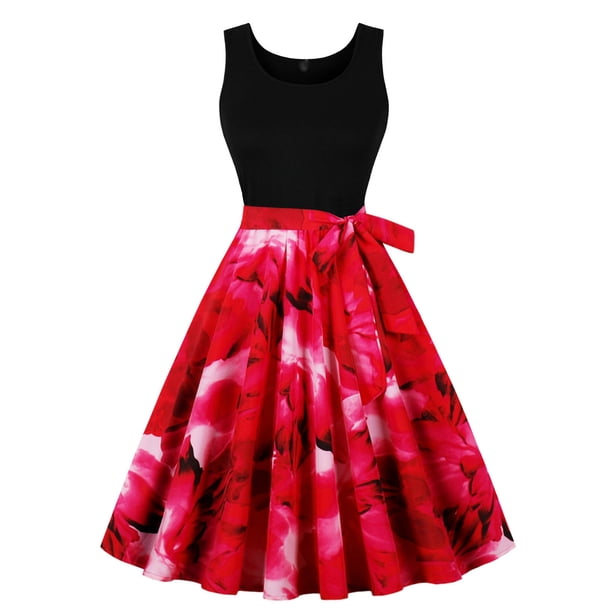 Vestido Largo de Verano, Vestido Casual de Cuello Redondo sin Mangas Impreso Hecho de Poliéster Cómodo para Primavera Verano, Vestido de Verano de Mujer
