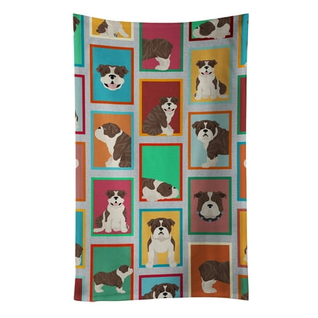 

Lots of Brindle English Bulldog Kitchen Towel 15 in x 25 in