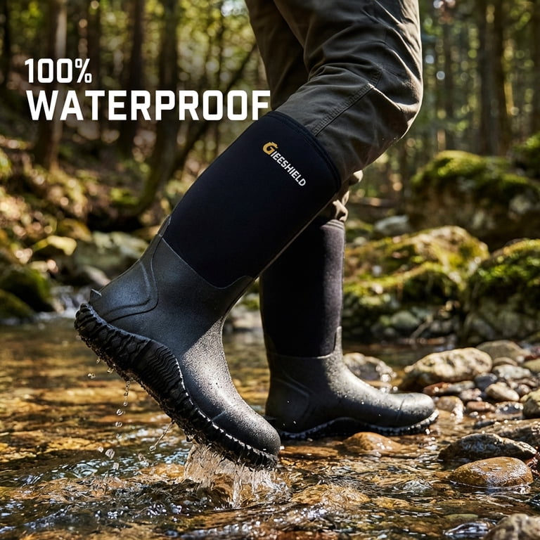 Waterproof Men\'s Rubber Rain Boots with Steel Shank, Neoprene Insulated Work Amazon.com | Trudave Rubber Boots for Men with Steel Shank  main image 2