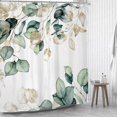 thumbnail image 2 of Eucalyptus Shower Curtain 72Wx72H Inch Green Leaves Gold Watercolor Plant Nature Botanical Leaf Floral Bathroom Set with 12 Plastic Hooks Fabric Waterproof Toilet Accessories Decor, 2 of 5