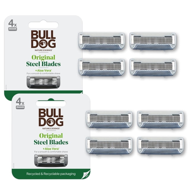 Recambios de cuchillas de afeitar Bulldog Original para hombre, 8 unidades