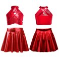 thumbnail image 1 of Ocealan Ensemble de Danse Jazz Latin 2 Pcs pour Filles, Haut Court à Sequins et Jupe Trapèze Rouge 16, 1 of 6