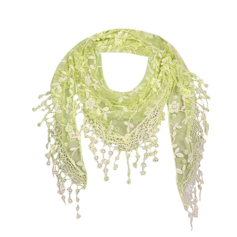Women Lace Sheer Floral Fall Scarf Shawl Wrap Tassel Neck Scarves