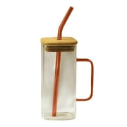 Jierger Clearance Drinking Glasses with Lids and Glass Straw Ideal for / / Gift for Hot/Cold Drink, Small Jug for Iced Tea, Coffee,Water Storage Container