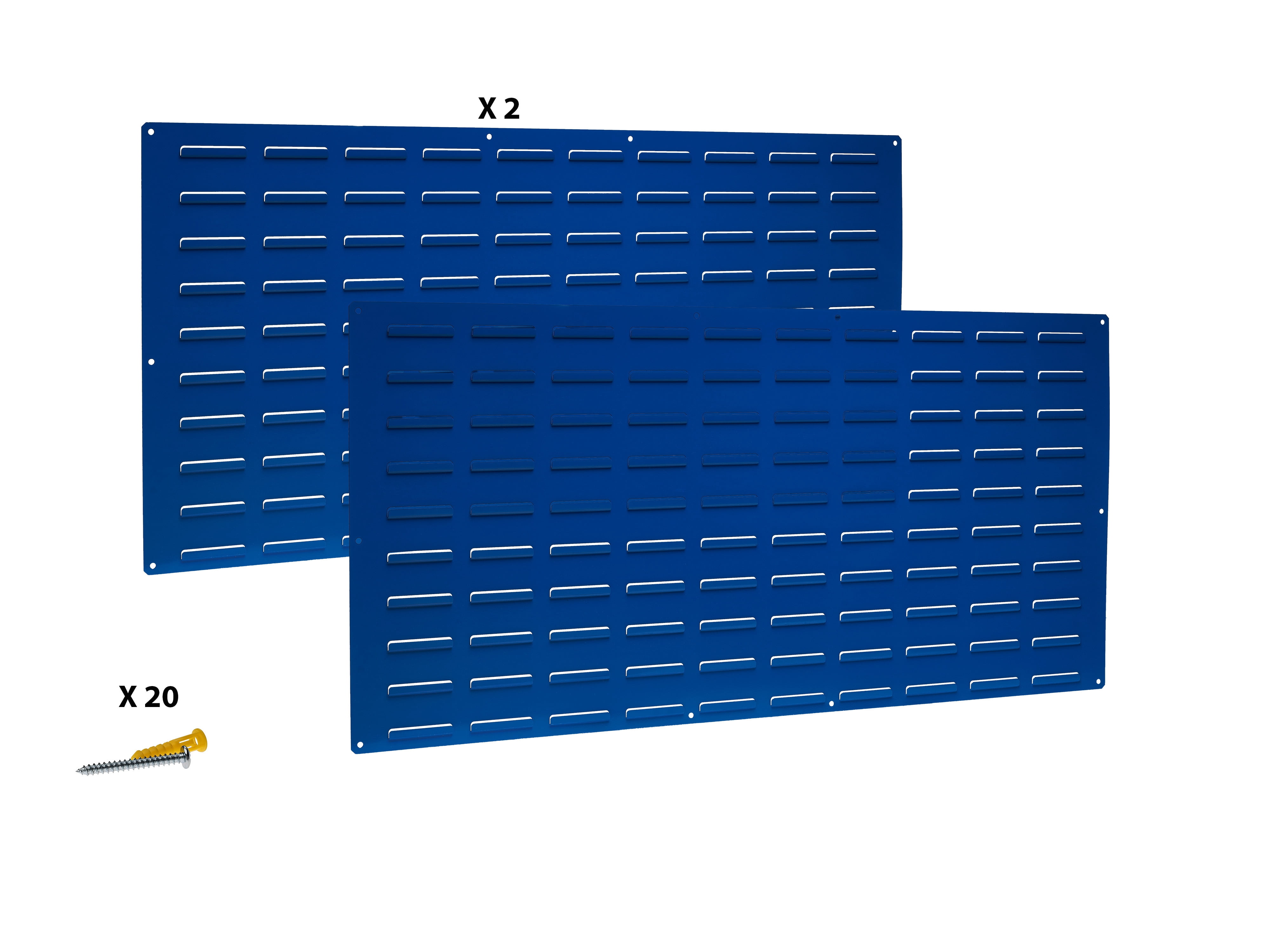 Triton Products® LocBin (2) 18ga Blue Epoxy Coated Louvered-Panel for Storing Plastic Hanging Bins, 48"W x 24"H and Includes All Necessary Mounting Hardware