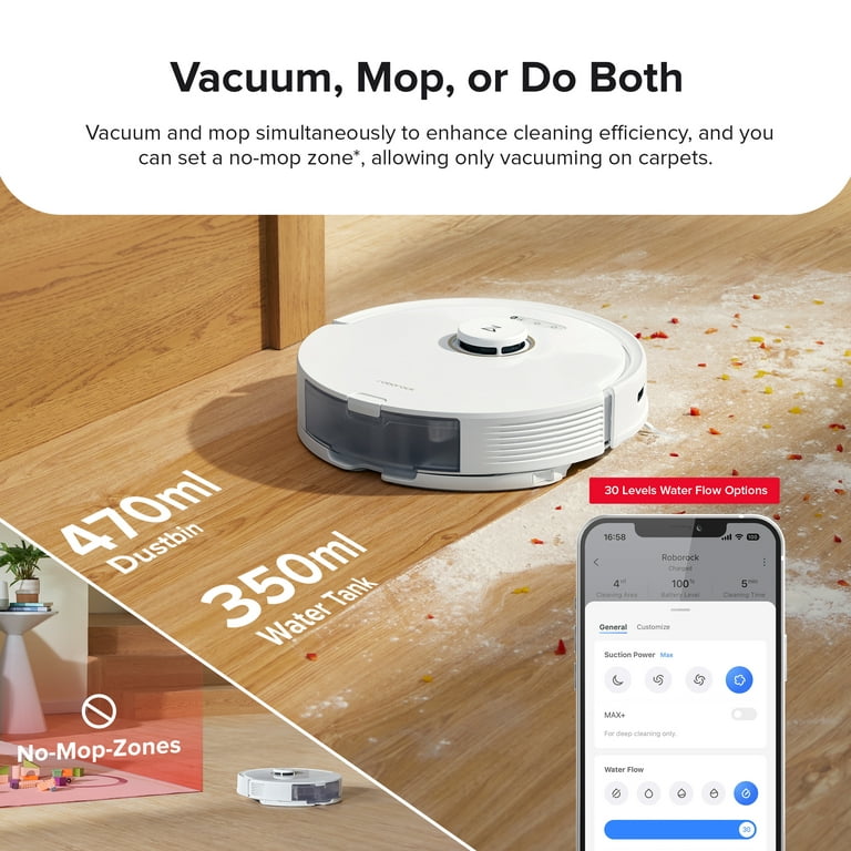 roborock Q8 Max Robot Vacuum and Mop Cleaner, DuoRoller Brush, 5500Pa  Strong Suction, Lidar Navigation, Obstacle Avoidance, Multi-Level Mapping