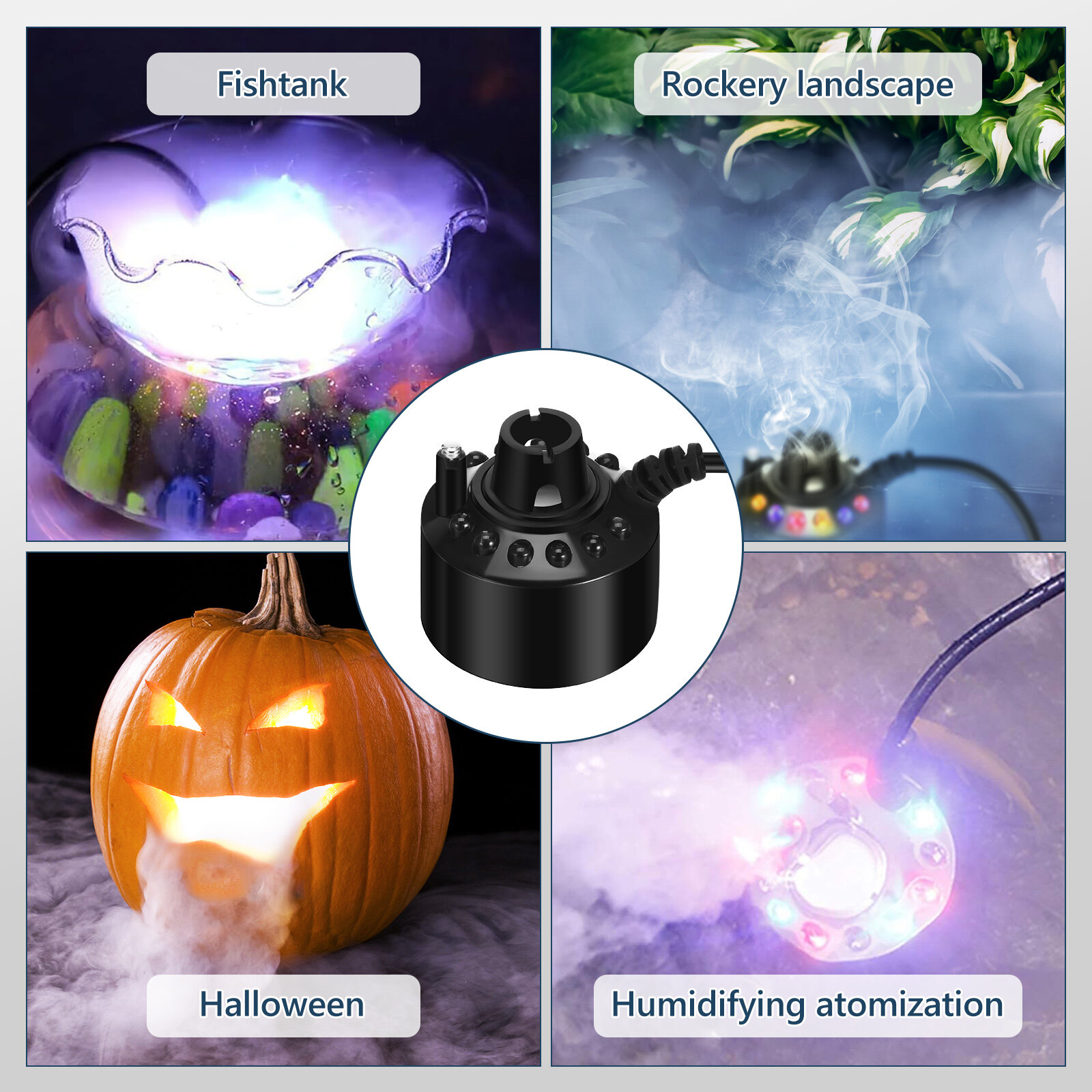 Brumisateur à Ultrasons Avec LED - Machine à Brouillard Pour Décorations Halloween, Noël, Fontaines