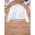 thumbnail image 6 of inhzoy Kids Girls Metallic lightweight Zip-Up Bomber Jacket,Sizes 6-16 Silver 14, 6 of 7