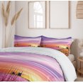 thumbnail image 6 of Nature Duvet Cover Sets, Tulip Fields and Windmills in European Landscape with a Sunset Sky View, Bedding Set with 2 Duvet Covers & 4 Pillowcases, 2 Pack Queen Size, Orange Pink Purple, by Ambesonne, 6 of 7