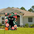 thumbnail image 2 of AMHNF Linen Garden Flag with Black Cat and Flowers for Spring Summer Home Outdoor Garden Yard Door Decor 12x18 inch, 2 of 5