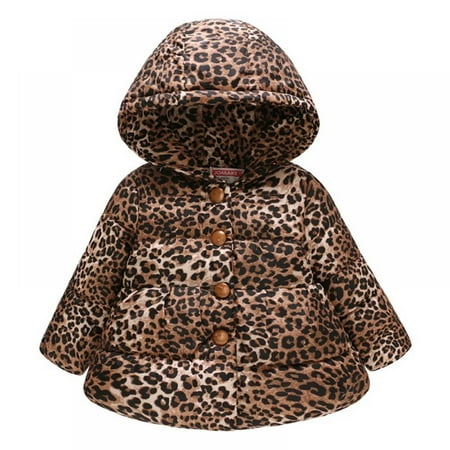 

Baby Girls Winter Autumn Warm Leopard-print Little Kids Toddler Jacket Button-down Coat 0-4Y
